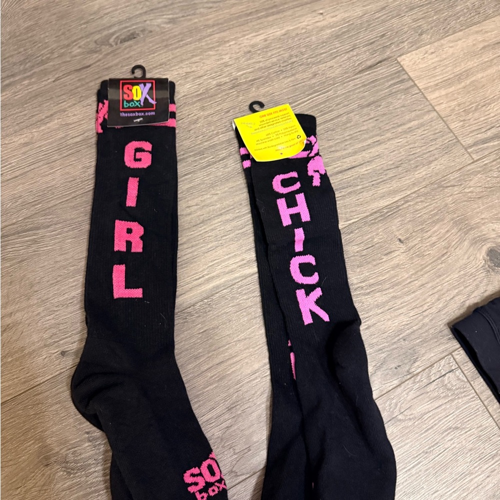 Black and Pink 'Girl Chick' Socks